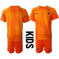 Niederlande Torwart Fußballbekleidung Auswärtstrikot Kinder WM 2022 Kurzarm (+ kurze hosen)
